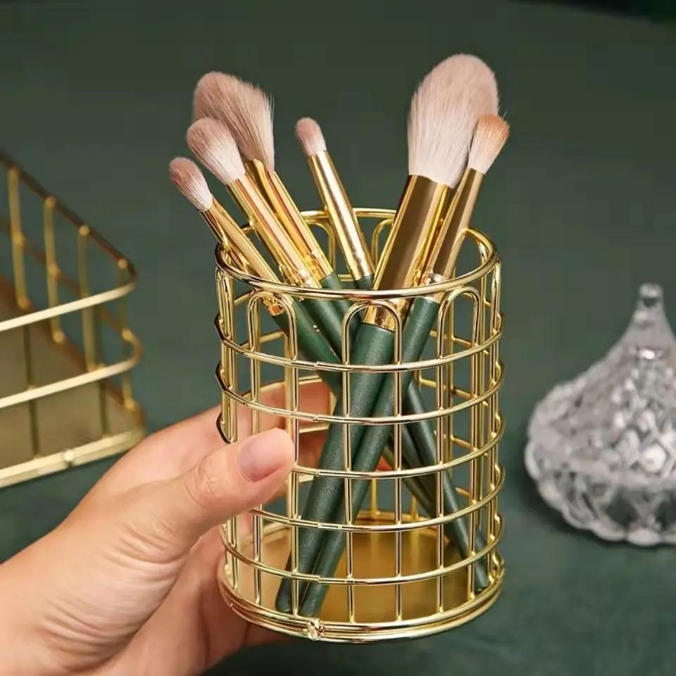 

Косметическая коробка для хранения кистей для макияжа, цилиндрический футляр для хранения кистей для губной помады, держатель для ручек, органайзер из кованого железа для хранения ручек