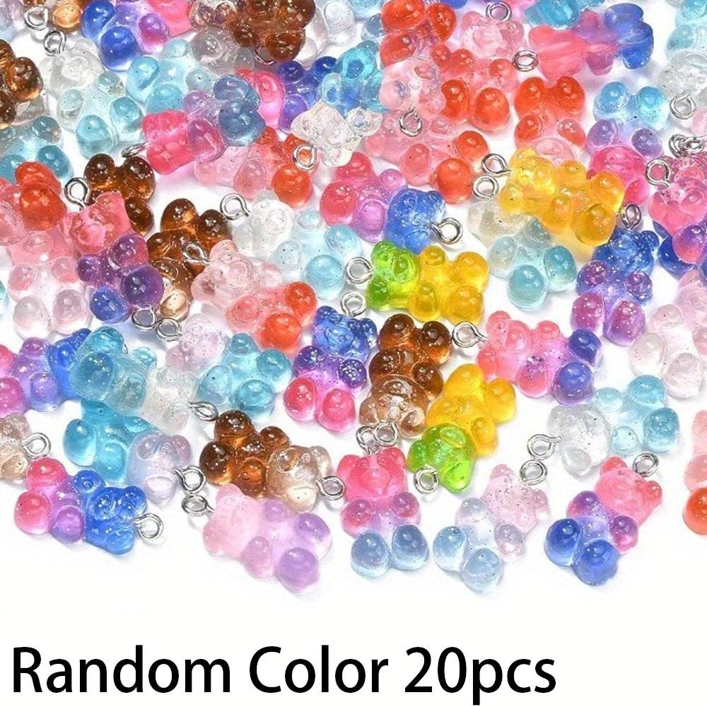 

20/50/100 шт. милого маленького медвежонка случайного цвета из смолы с блестящей пудрой, подходит для изготовления ювелирных изделий Random Color 20pcs