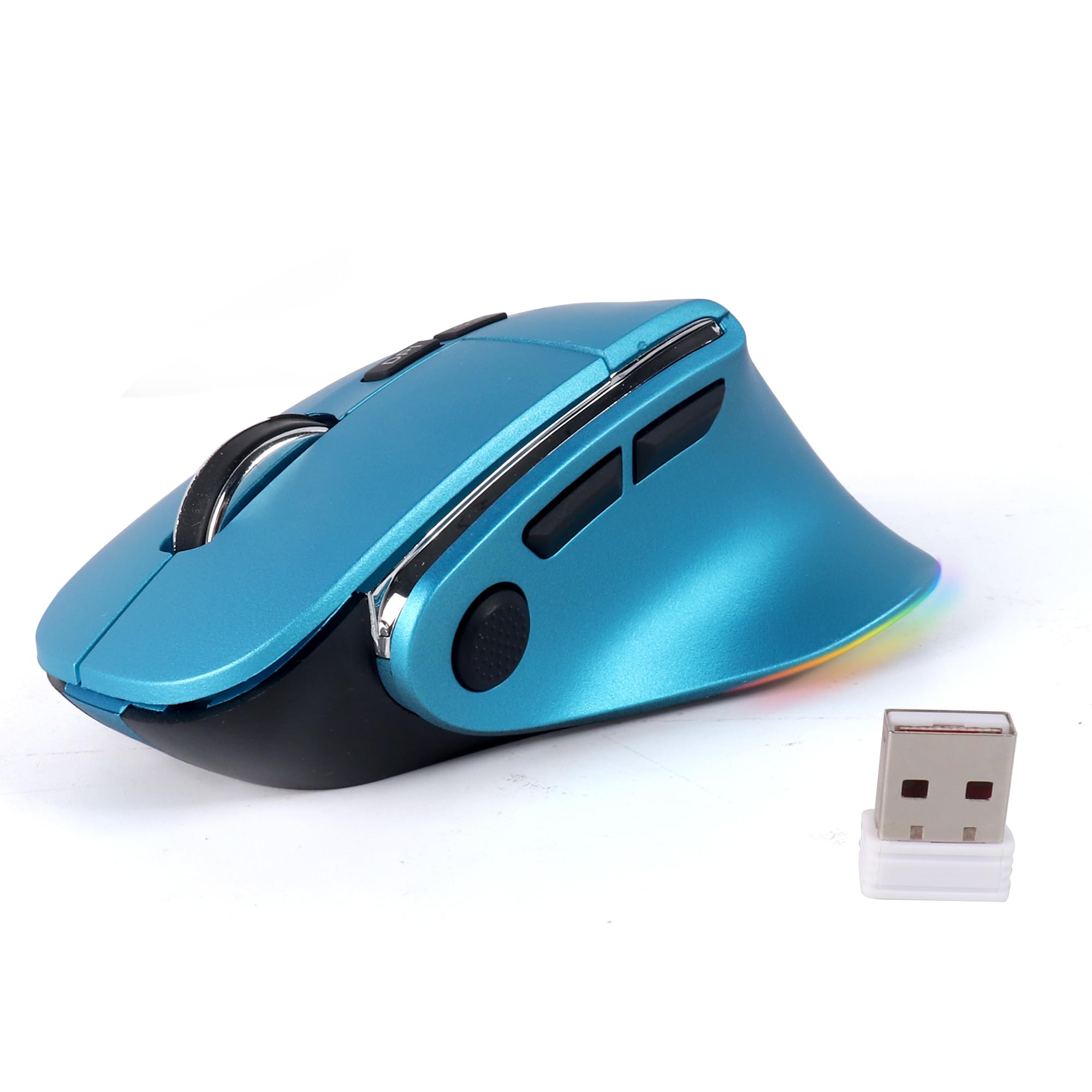 

Wireless Mouse, Bluetooth & 2.4GHz, Wired & Wireless, 8 Buttons, 5 DPI Settings, Rechargeable, High Precision, RGB Light Effect, Ergonomic Gaming,
