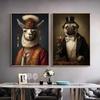 Funny Pet Dog Renaissance Animal Portraits Minimalist Wall Art Print Canvas Painting for Living Room Modern Home Decor