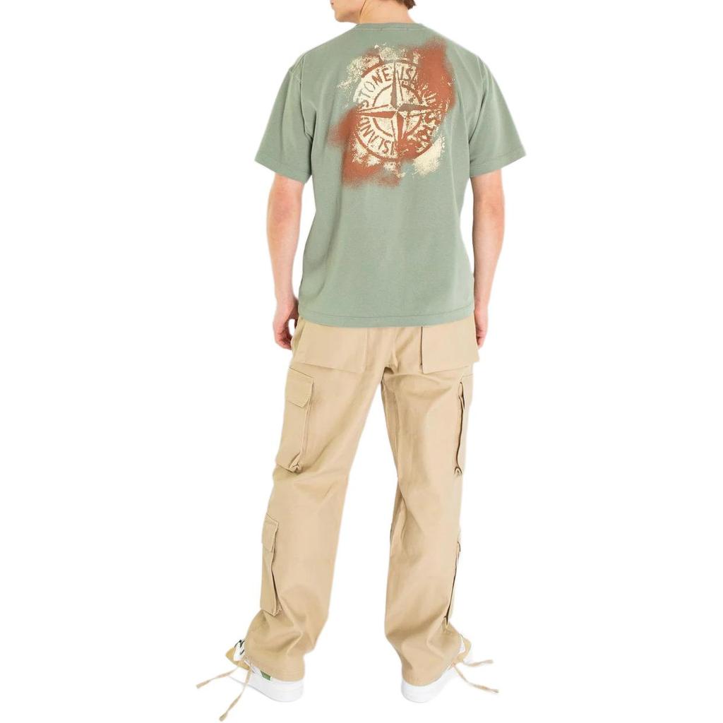 STONE ISLAND Ss24 Dirtyfit Back Logo Printed Crew Neck Short Sleeve T-Shirt Men T-Shirts Sage-Green 80152RCE6-V0055