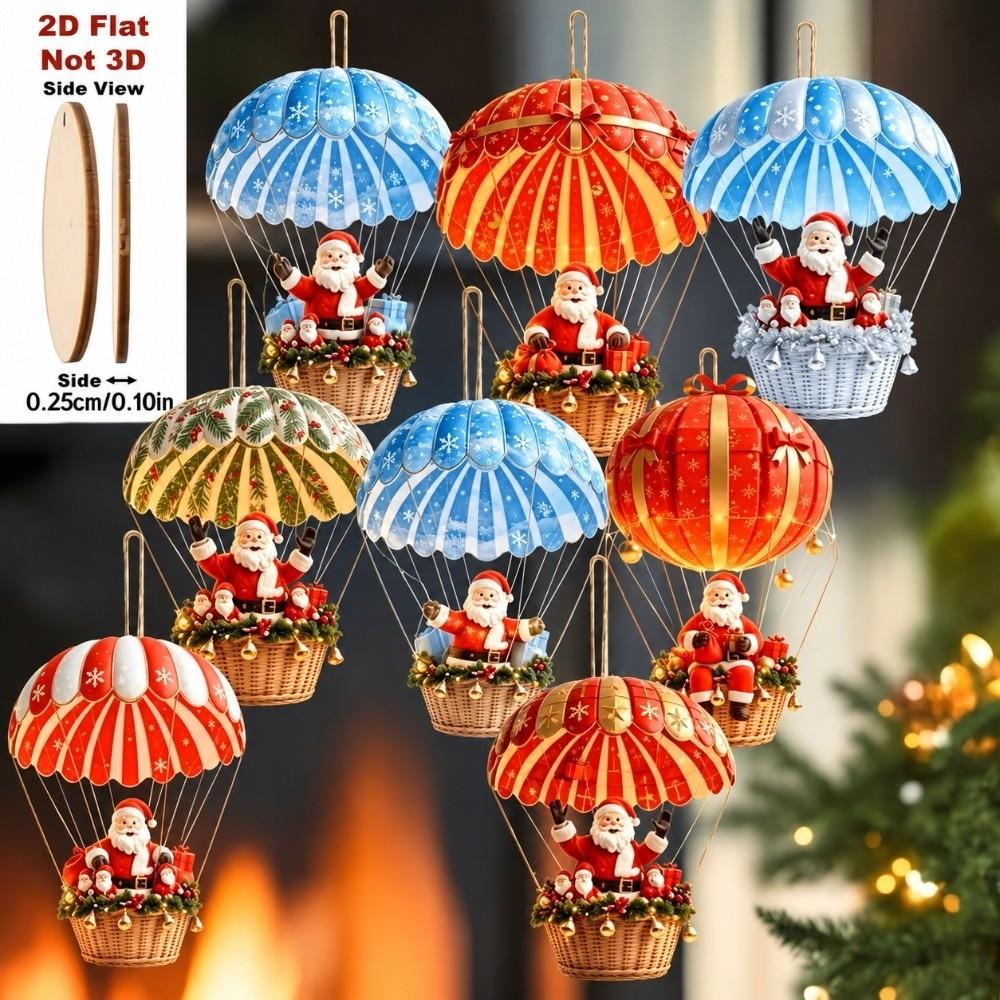 16PCS 2D Flat Christmas Tree Pendant Hot Air Balloon Xmas Hanging Ornament  Xmas Tree