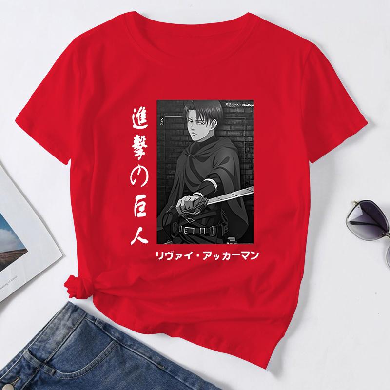 Summer Hot Anime Levi Ackerman Clothing Female Loose Women T-shirt Punk Dark Grunge Streetwear Ladies Top Gothic T Shirts