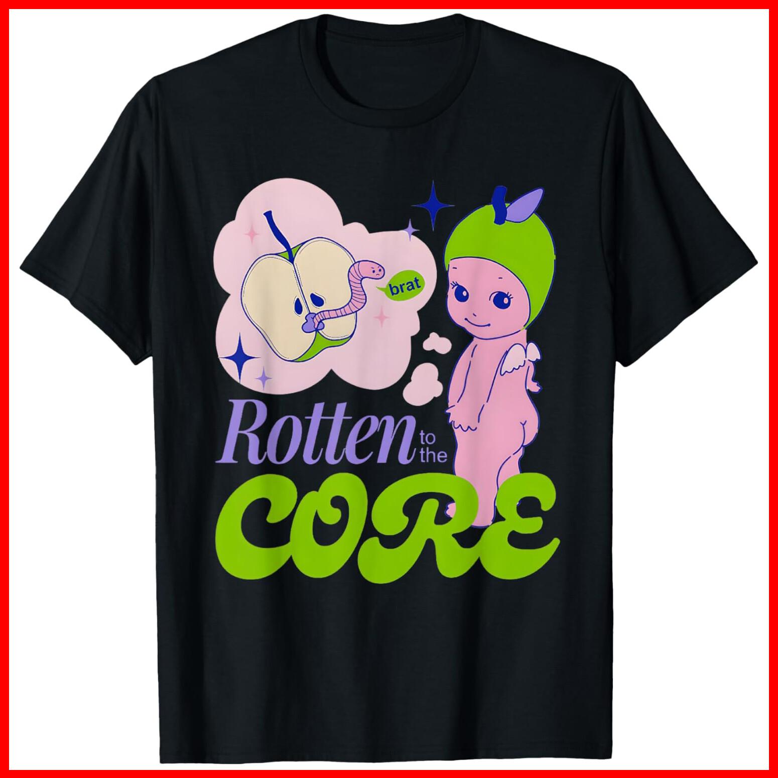 Brat rotten to the core Bad Apple Funny Retro Black Cotton T-Shirt S-5XL XXL