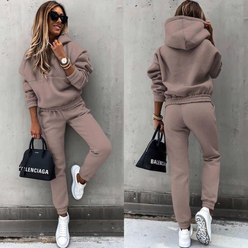 2025 European and American Fashion Long Sleeve Sports and Leisure Hoodie Set Two-piece Set Two Piece Hoodie Set