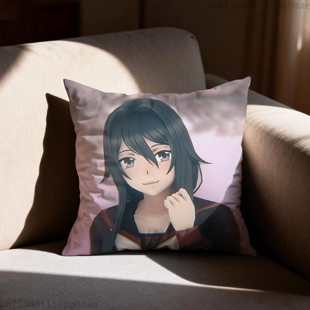 Yandere Simulator Pillow Case Antidustmite Pillowcase Invisible Zipper Silky Short Plush Sofa Cushion Cover