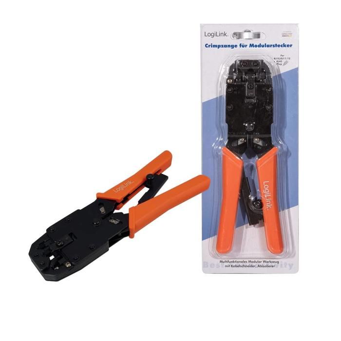 Pince à sertir universelle en métal pour câbles RJ45, RJ12, RJ11, 4P4C, 4P2C - LOGILINK