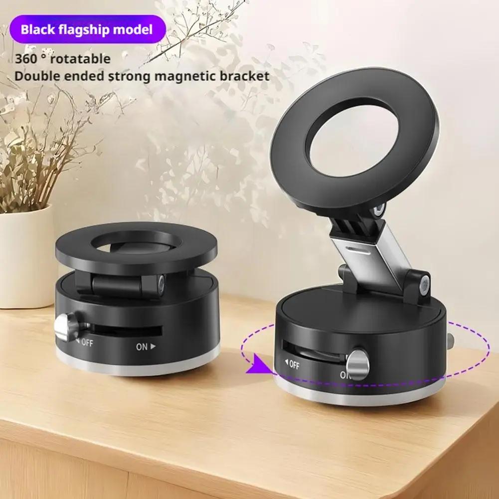 360° Dönebilen Vakumlu Manyetik Vantuzlu Telefon Tutucu, Katlanabilir, Eller Serbest Kullanım İmkanı Sunan Manyetik Cep Telefonu Tutucu (Araba/Spor Salonu/Ayna/Pürüzsüz Yüzeyler İçin)