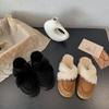Cowhide version of fluffy slippers for women's outer wear, advanced feeling, comfortable, simple and lightweight, casual, plush bag head drag, winter 