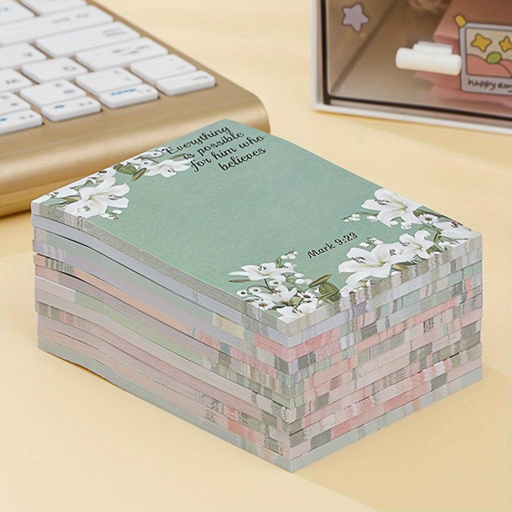 30 Sheets Inspirational Christian Verse Sticky Notes - Vintage Floral Design, Rectangle, Motivational Quotes, Office Supplies, Daily Use
