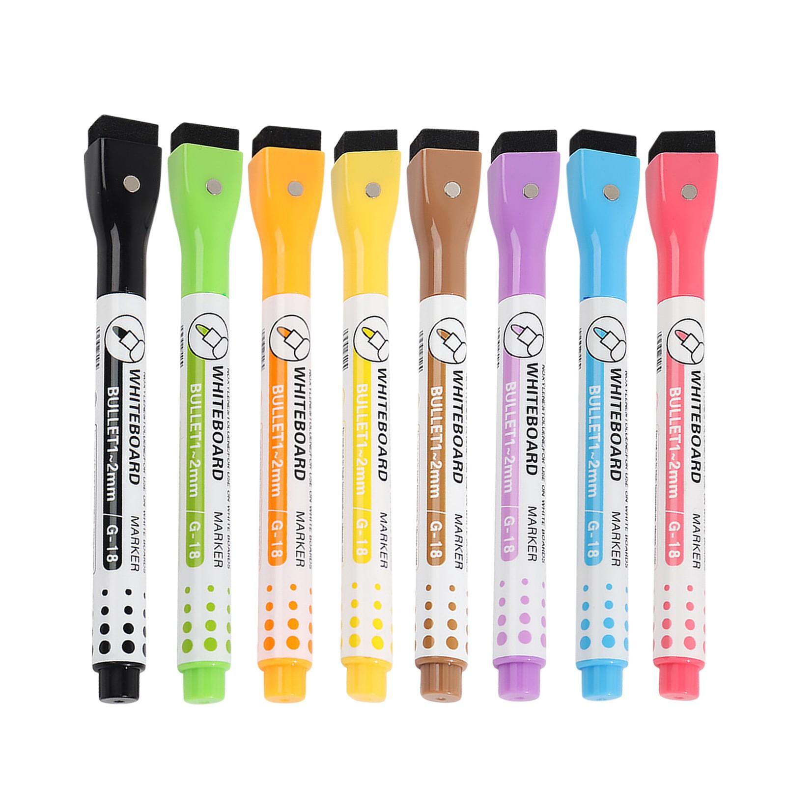 

Magnetic Whiteboard Markers, 8 Count Colorful Fine Tip ThinMarkers With Eraser For Home School Supplies 2ml One Size