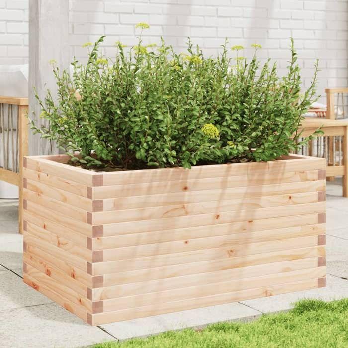 VidaXL Jardinière 90x60x45,5 cm bois de pin massif, jardinière d'extérieur, bac à fleurs, boîte à plantes, jardinière de 847278