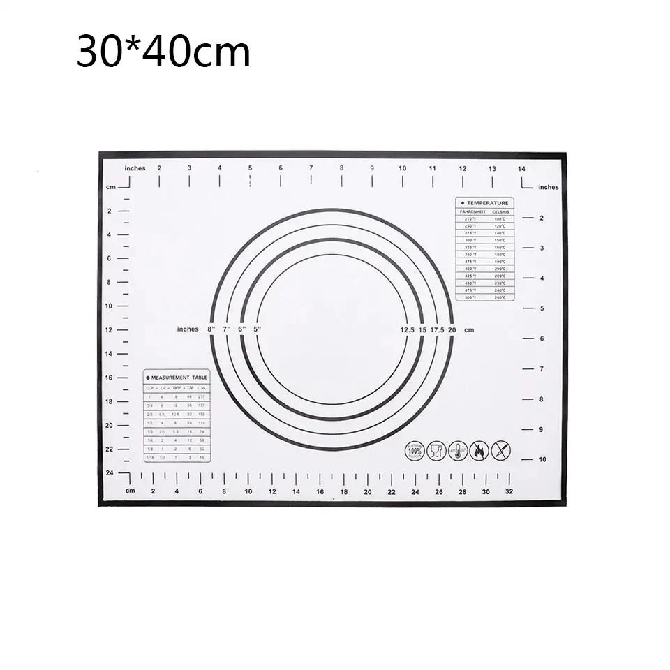 Various Size Silicone Kneading Pad Non-Stick Surface Rolling Dough Mat with Scale Kitchen Cooking Pastry Sheet Oven Liner Bakeware