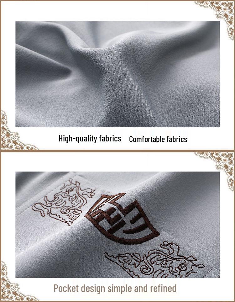 Men's Summer Chinese Style Short-Sleeve Tang Suit Set - Cotton & Linen Casual Tai Chi Outfit for Middle-Aged & Elderly