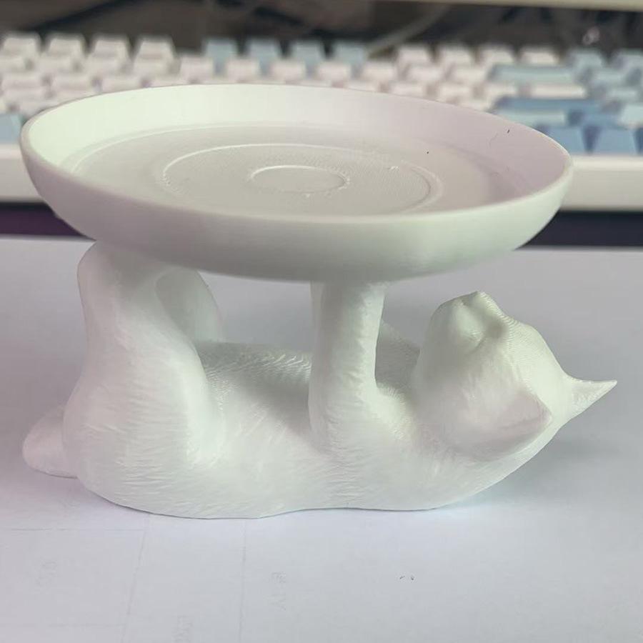 3D Printed Fun Cat Jewelry Tray: Desktop Storage Organizer & Animal Ornament for Home Use