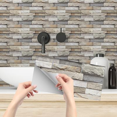 3D Brick Pattern Wall Sticker Self Adhesive Waterproof Oil Proof Frosted Thickened for Kitchen Bathroom Home Decor Easy Clean