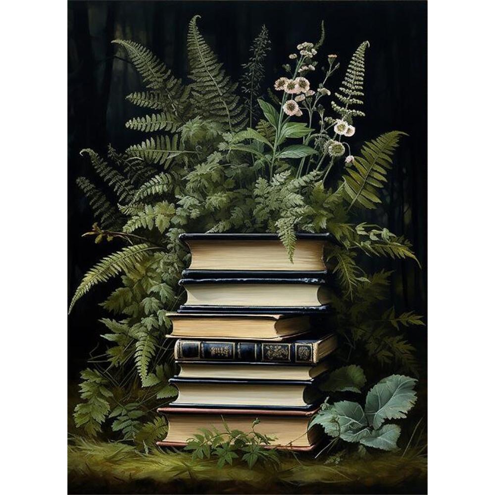 Forest Animals Butterfly Bat Plants Flowers Canvas Wall Art Nature Diamond Painting Decor Vintage Dark Skeleton Pumpkin Halloween