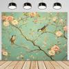 2D Teal Floral Bird Backdrop for Chinoiserie Themed Photoshoot