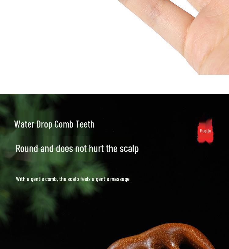 Unpainted Golden Sandalwood Multi-Tooth Scalp Massage Comb - Portable and Fine-Tooth Meridian Smoothing Comb