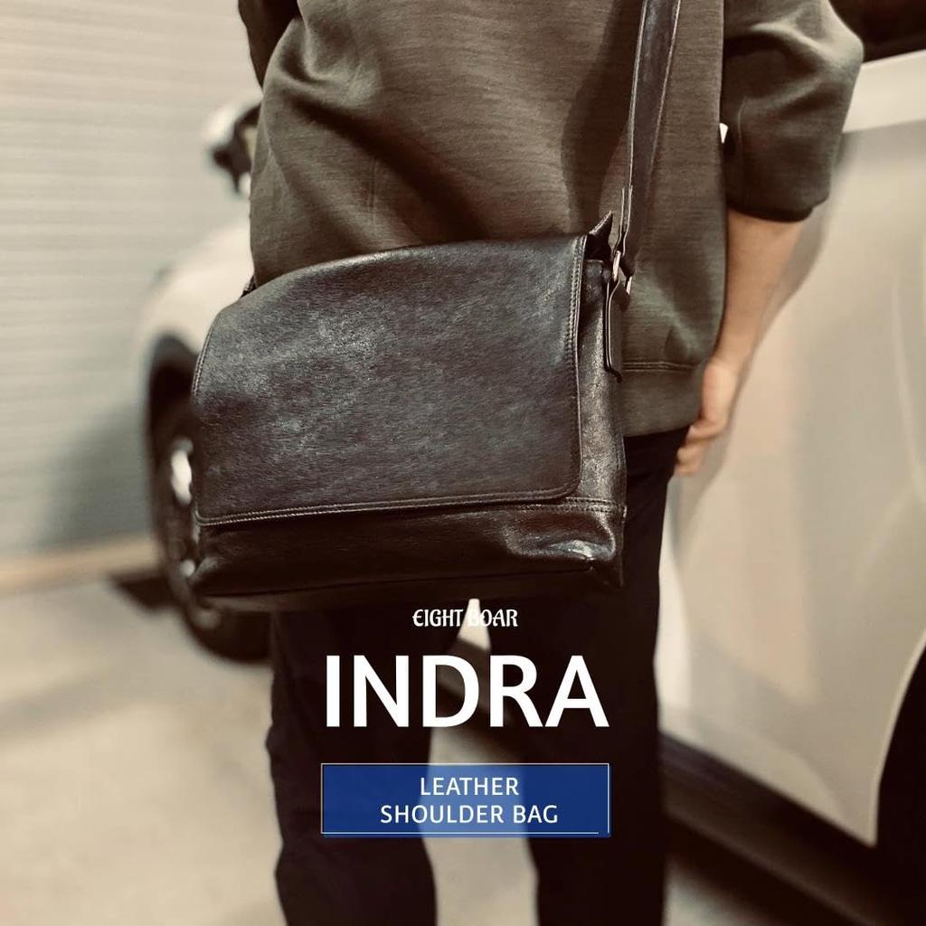 Acht Wildschwein INDRA Dickes Echtes Rindsleder Rechteckig Mittel Klappe Schultertasche (Schwarz b14, Braun b16) - Echte Lederschultertasche, Crossbody