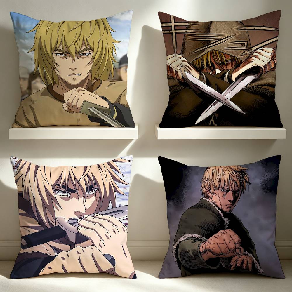 Vinland Saga Thorfinn Anime Square Pillow Case Multi Sizes For Car Home Bedroom Decor Custom Valentine Gifts