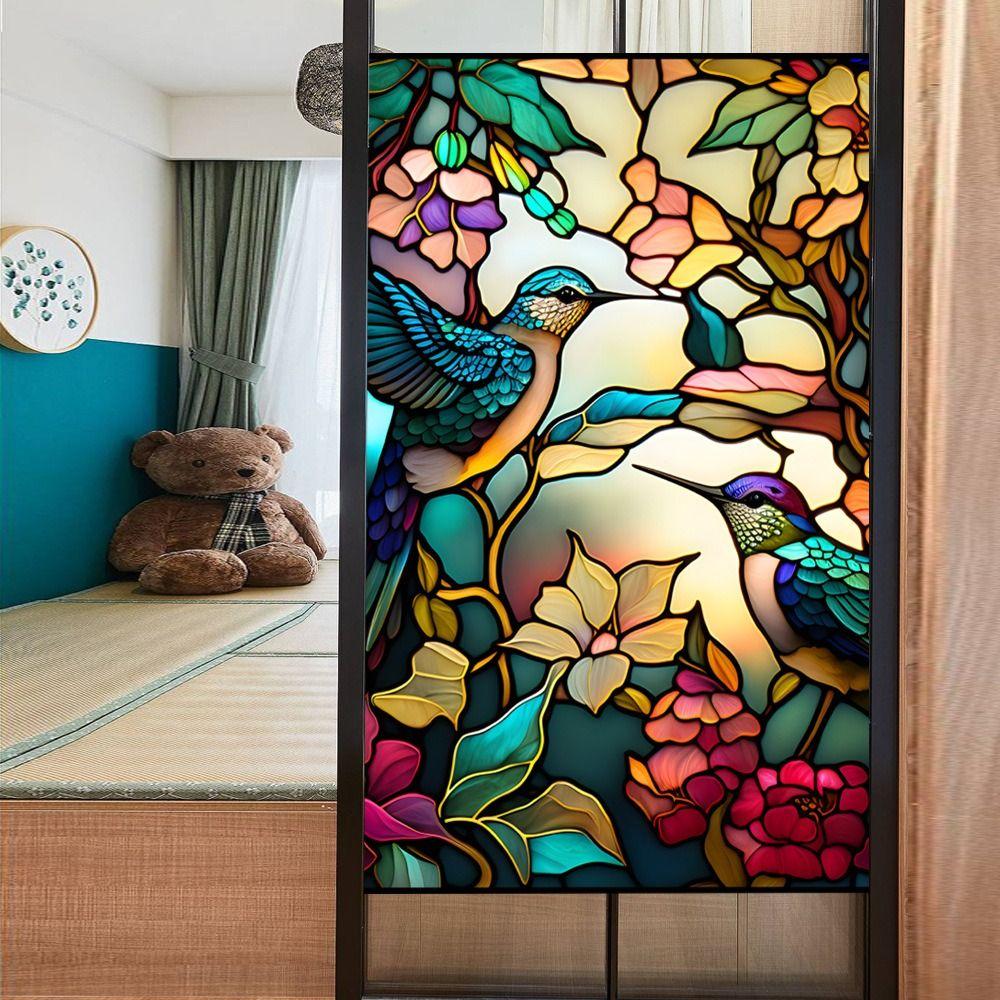 Self-adhesive PVC Static Window Sticker DIY Colorful Glass Window Film  Glass