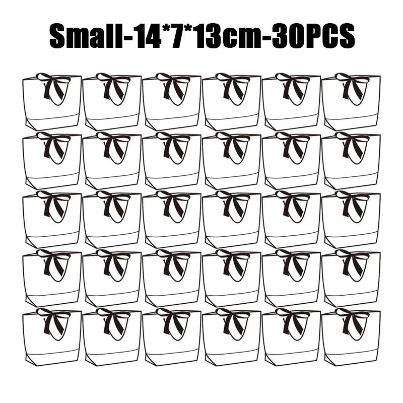 Portable Shopping Handbag White Cardboard Paper Tote With Black Border Gift Packing Bags Large Capacity Sundries Storage