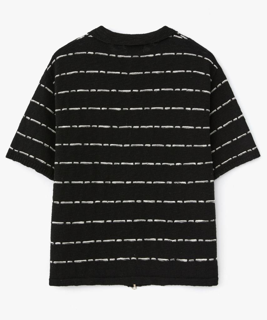 COFWI Miller Striped Knit Zip-Up Black