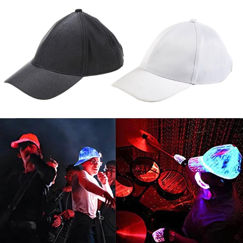 Erwachsenenhut Glänzende Baseballkappe Sonnenschutz LED Leuchtende Kappe Disco Party Baseballkappe Ganzjahres-Faseroptik-Kappe Hut