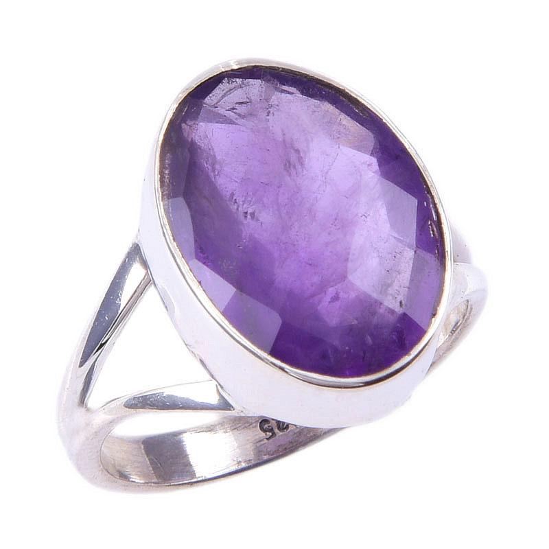 Natürlicher afrikanischer Amethyst Edelstein 925 Massiv Sterling Silber Geschenkring Gr.7 Z4l98