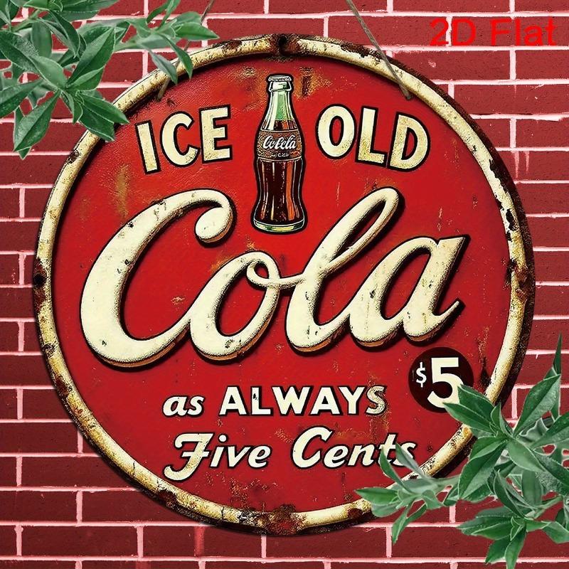 Vintage IceCola Wooden Wall Art Retro Soda Advertising Home Decor for Bar Kitchen Cafe Garage No Electricity Aged Look