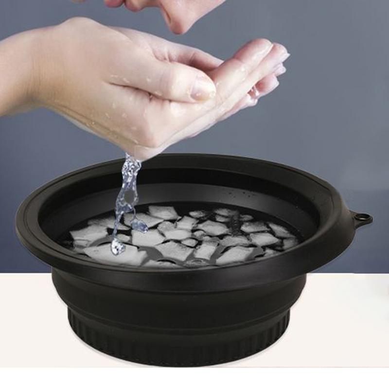 Face Bowl Quick Cooling Foldable Silicone Wash Basin With Built-In Ice Tray Bathroom Accessories Portable Washing Basin For