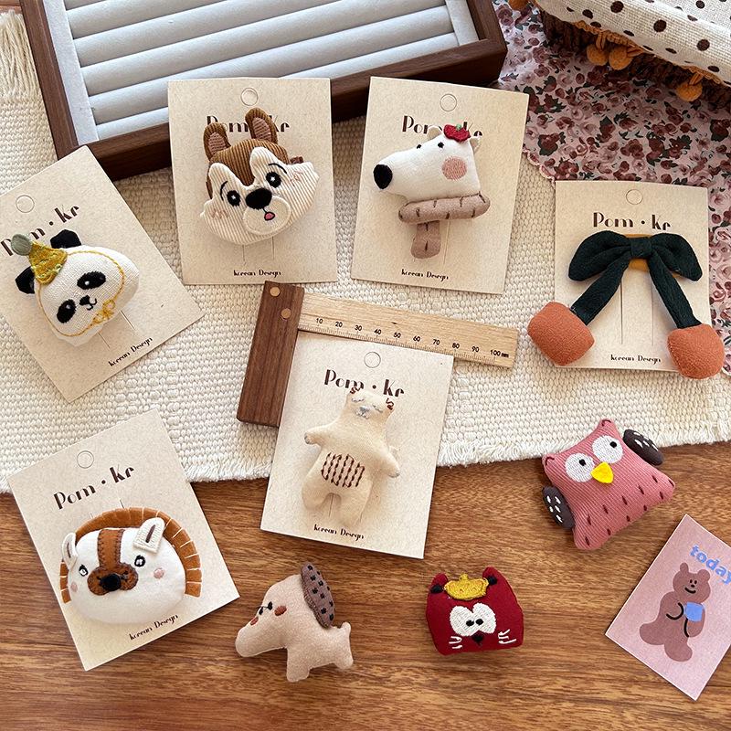 Korean Style Cartoon Bear 3D Cotton Baby Hair Clip