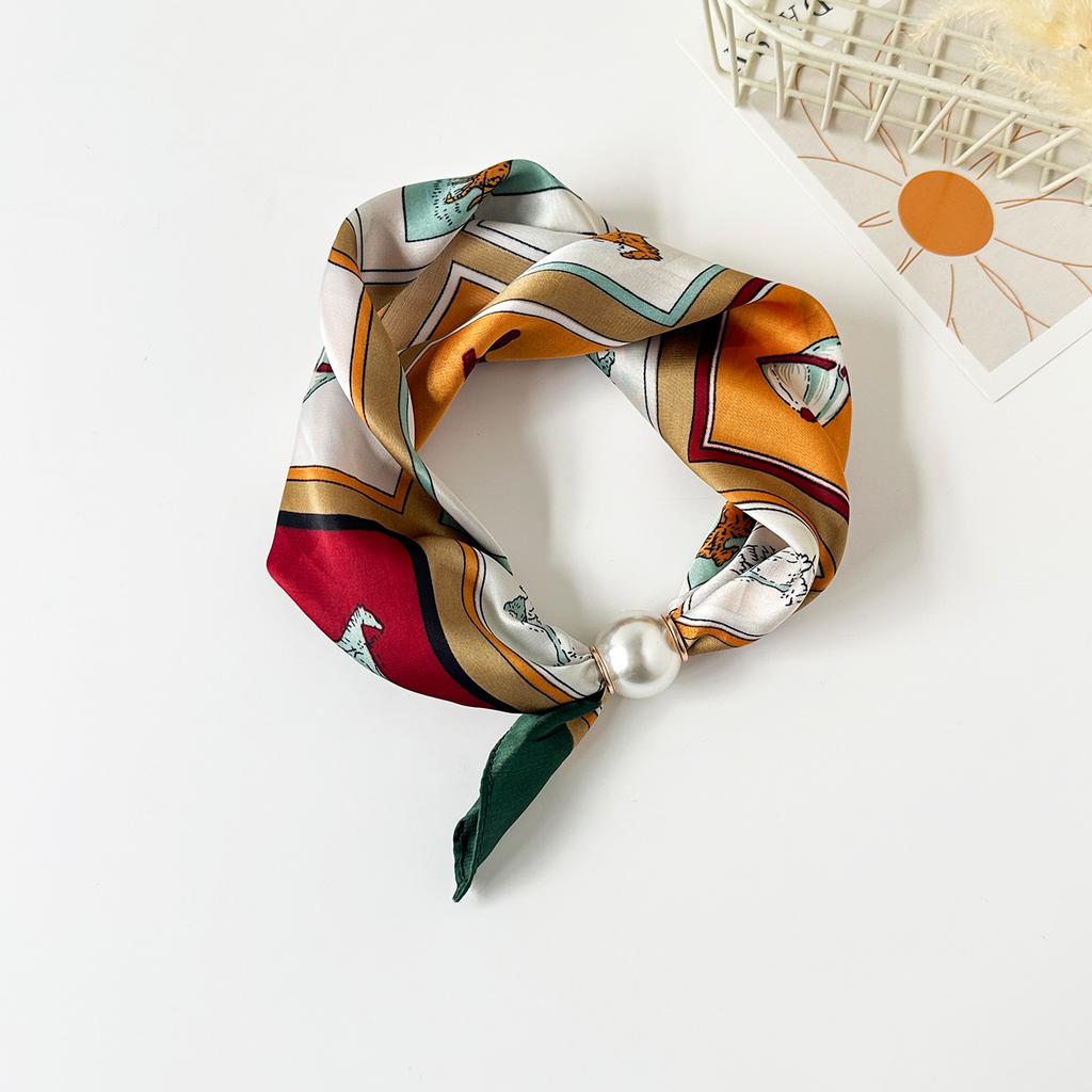 Print Sjaal Vrouw Zijde Sleutelbeen Magnetisch Pareloogje Dunne Gesp Luie Ketting Neckerchief Hoofddoek Accessoires Haarbanden