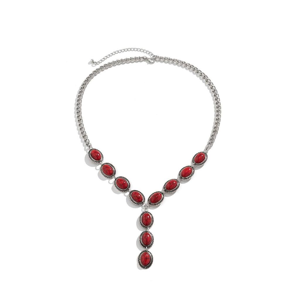 Dusk Hjerteformet benringsett Sexy ørestikker Halskjedesett Flerlags elastisk fottøy Kreativt hjerteformet turkis halskjede for kvinner