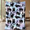 Space Cats Pattern Theme blanket Lightweight Warm Flannel Blanket Decorative Throw Blanket for Home Decoration