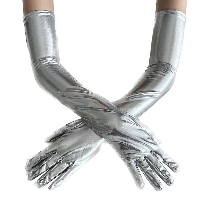 Women Sexy Tight Patent Leather Over-Knee Socks&Gloves Party Clubwear Pole Dance Cosplay Thigh High Stockings Accessories