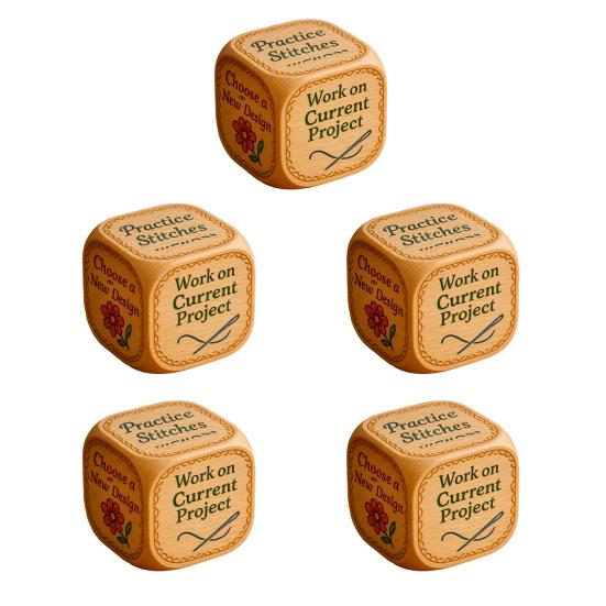 1/2/3/5/6/8Pcs Wooden Quilter Dice with 6 Engraved Quilting Tasks Solid Wood Quilting Embroidery Knitting Projects Baking Drinking Decision Dice Tools