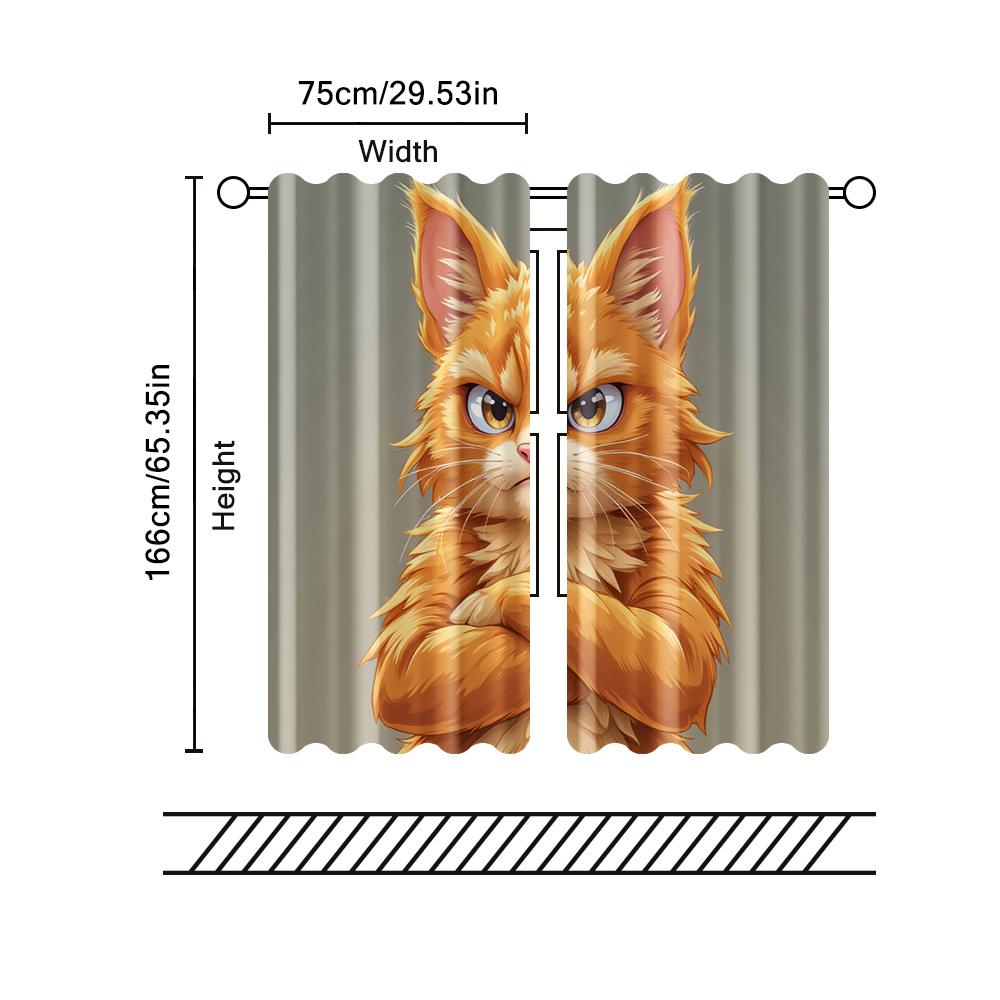 2 Pcs   Filtering Curtains (excluding Rods   Non-movable   Without Batteries) I Am Not Fat Cat for Use In Bedrooms and Living Rooms