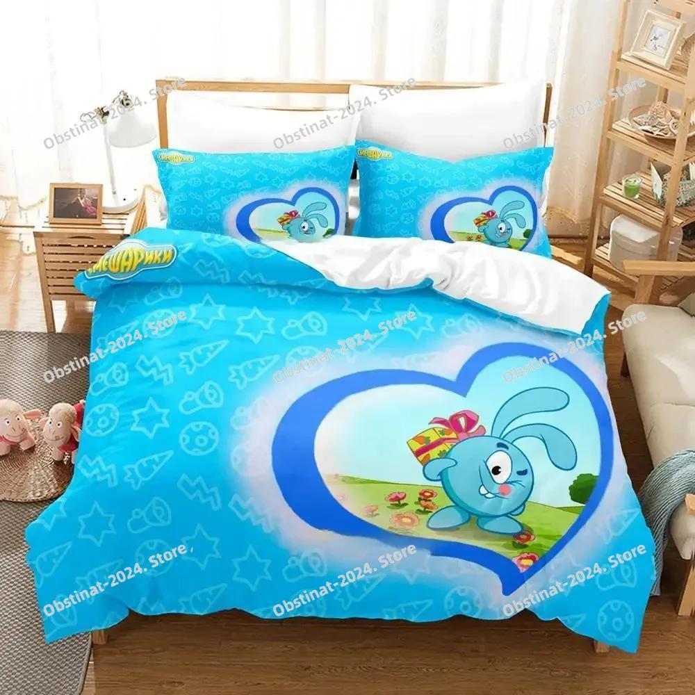 Smeshariki Povlečení Jednolůžko Twin Plná Queen King Size Postelová sada Dospělý Dítě Ložnice Sady povlečení 3D Tisk Anime Sada prostěradel