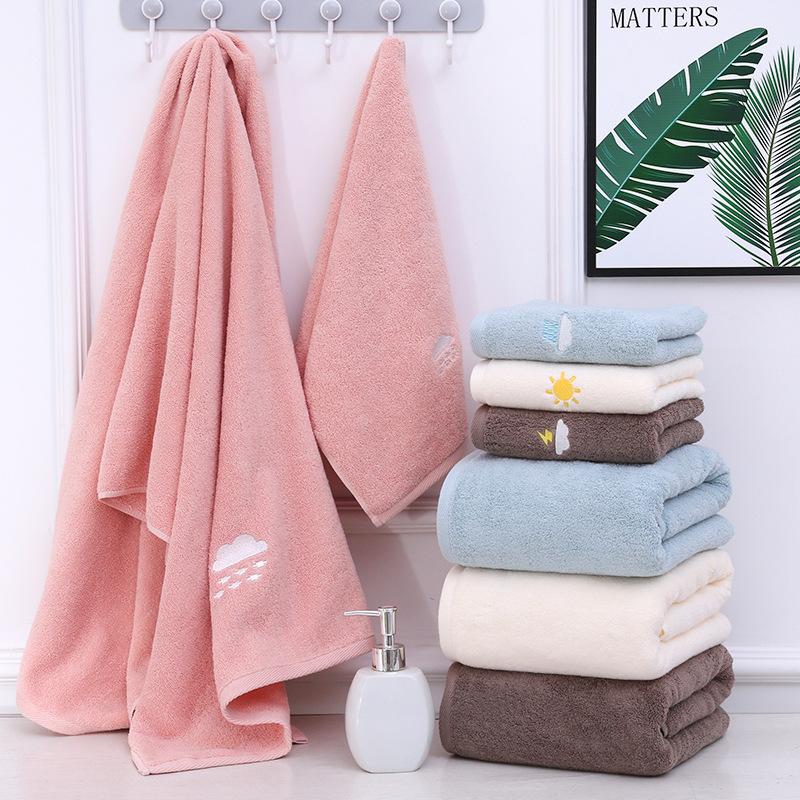 Pure Cotton Embroidery Weather Bath Towel 32 Strands Cotton Plain Weather Sunny Rain Embroidery Can Be Antibacterial Bath Soft And Thick