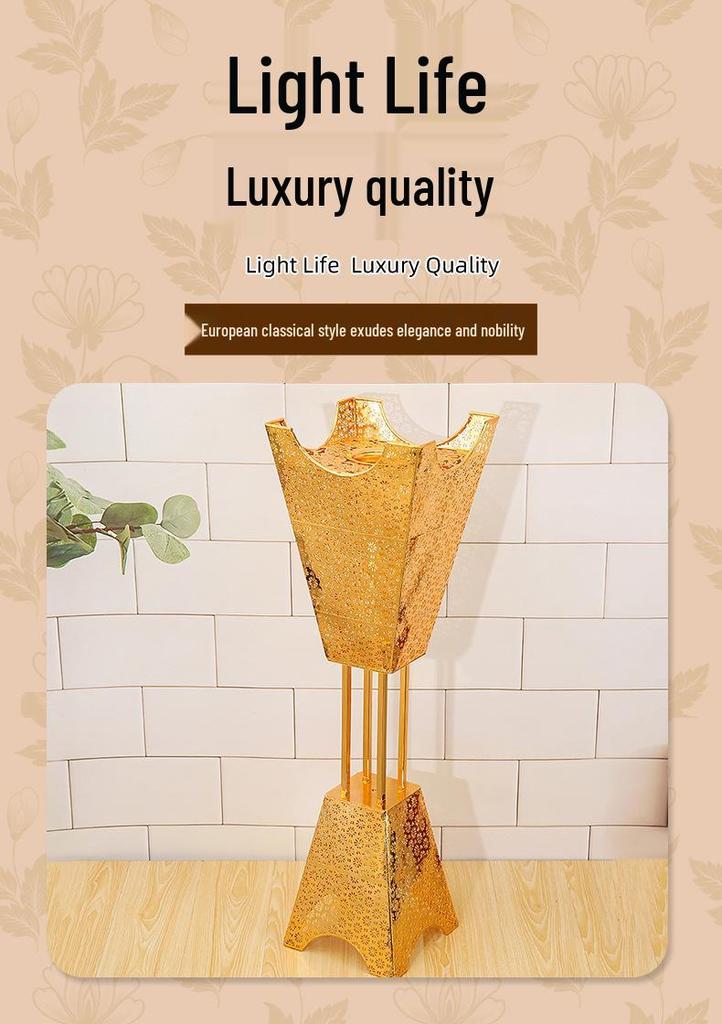 Luxury Golden Incense Burner: Gilded Square Charcoal Stand for Church and Home Use