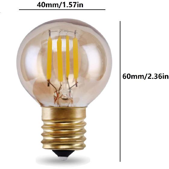 Lxcom Lighting G40 LED Light Bulb 2W Vintage Edison Globe Light Bulb Cool White 6500K G40 Amber Glass E17 Intermediate Base Decorative String Light