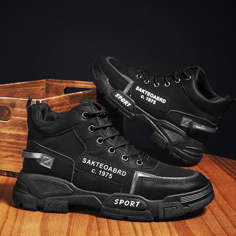 Podzim Zima Pánské Boty Vysoké Kožené Boty Pánské Kotníkové Boty Módní Pohodlné Motocyklové Boty Platformové Boty Muž