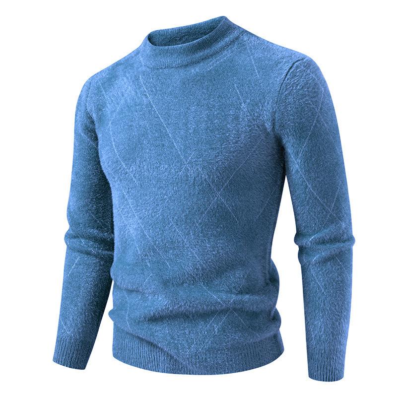 

2026 Autumn Winter New Pullover Half Turtleneck Long-sleeved Sweater Men s Bottoming M синий