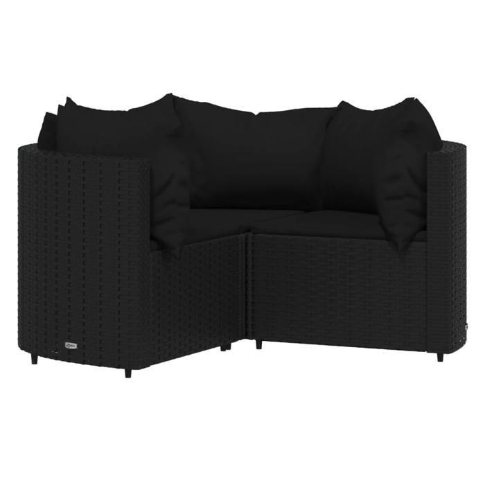 VidaXL Salon de jardin 4 pcs avec coussins Noir Résine tressée, ensemble de salon d'extérieur, ensemble de mobilier 319792