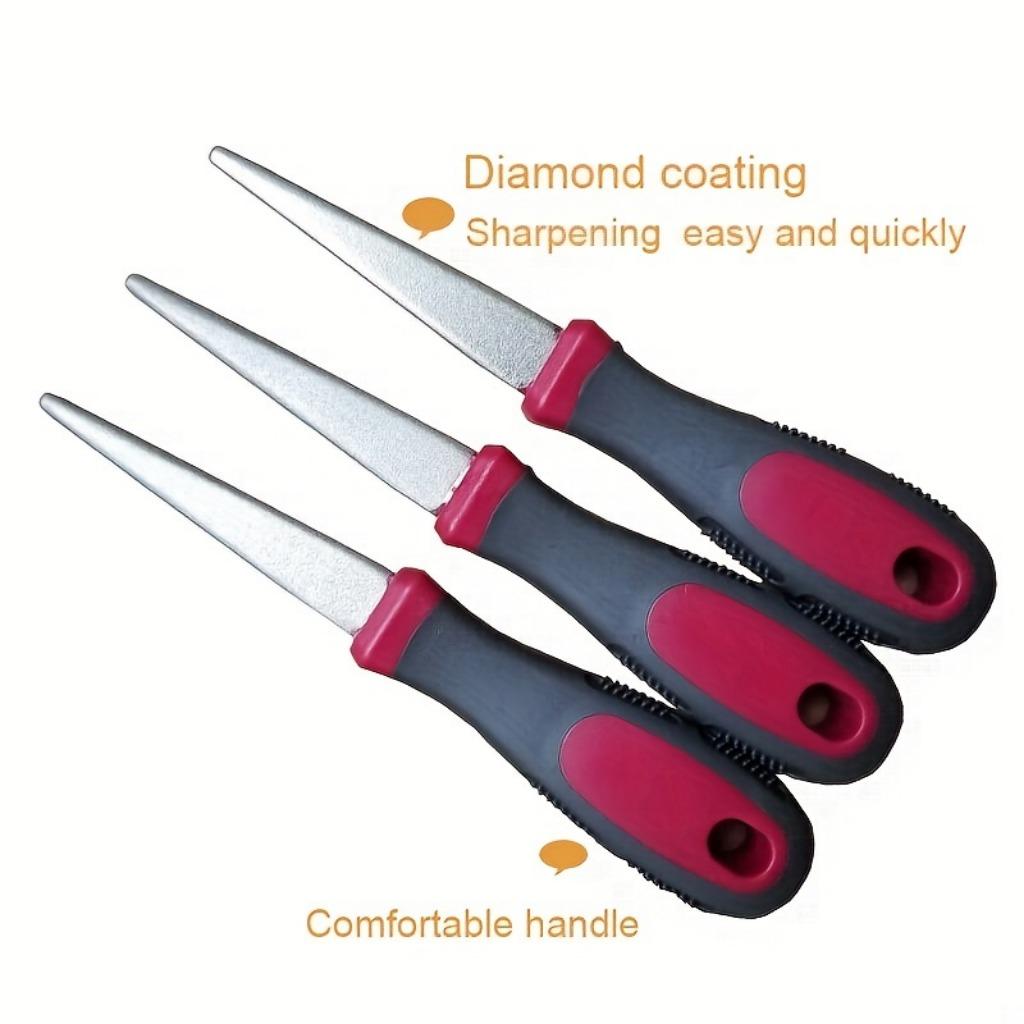 1 Premium Diamond Coated Sharpening File - Easily Sharpens Scissors, Knives and Garden Tools - Double-sided Flat and Curved Design