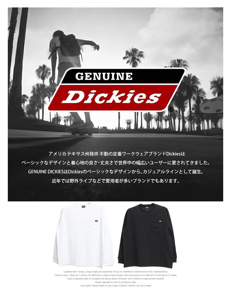 Genuine Dickies Men's Long Sleeve T-Shirt, Pocket, Logo Print, Crew Neck, Size 5L, White (09)