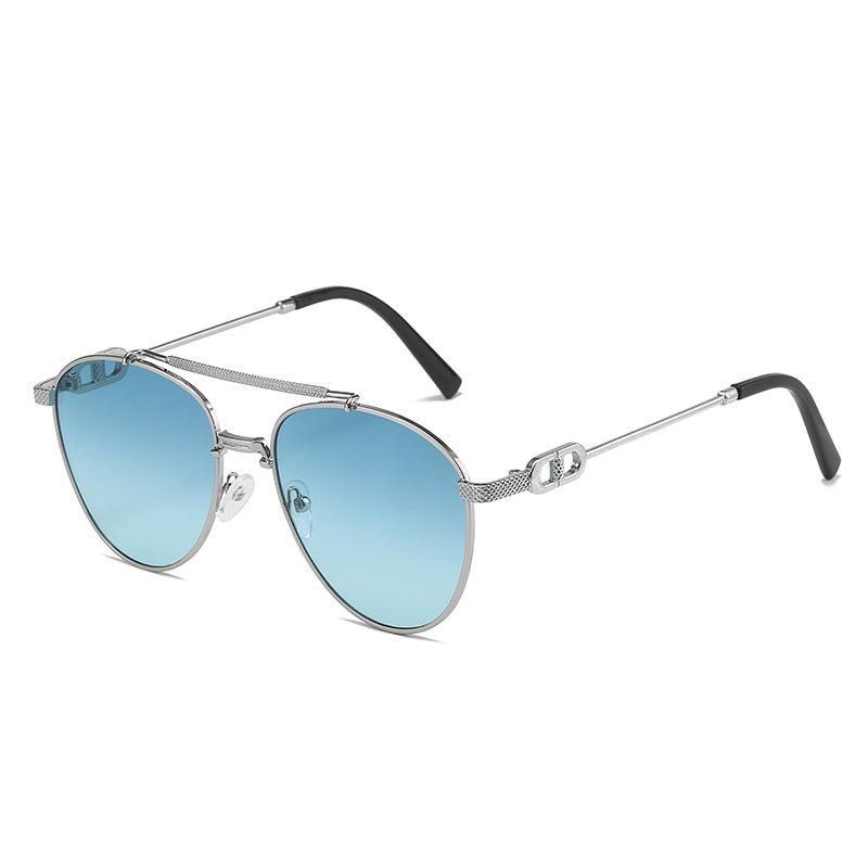 

Металлические очки с двойным лучом, ретро-солнцезащитные очки для женщин, большие солнцезащитные очки для мужчин Regular