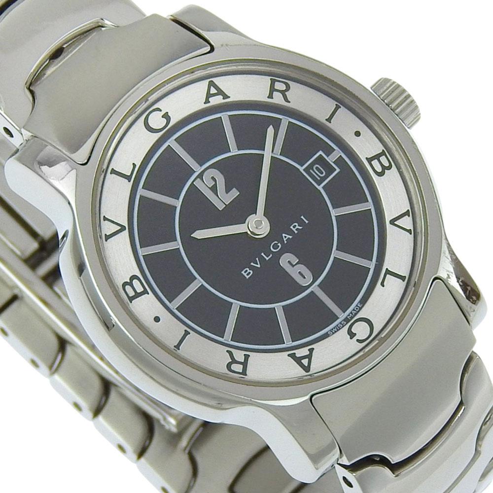 BVLGARI Solo tempo Watches ST29S blackDial Stainless Steel Quartz Analog display Women Used